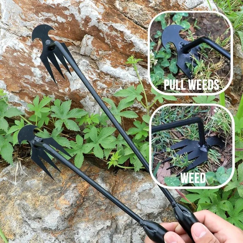 Gardening Tools For Weeds - Râteau de jardin manuel 2-en-1, outil