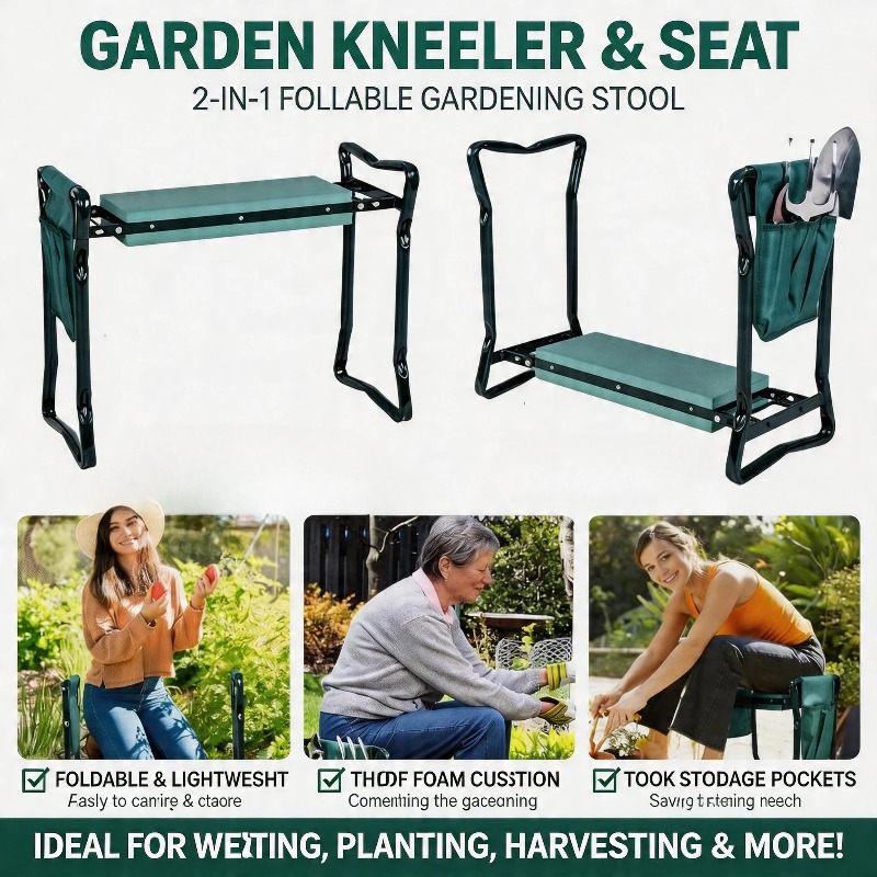 Gardening Tools Kit For Sale - Tabouret de jardin pliant 2-en-1 avec